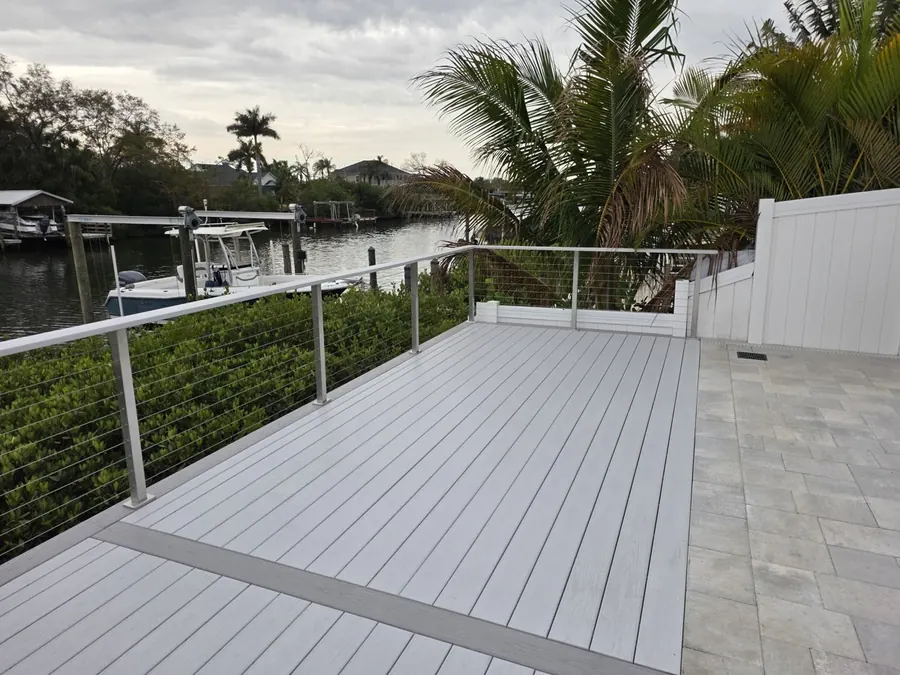 Custom composite deck with cable railings